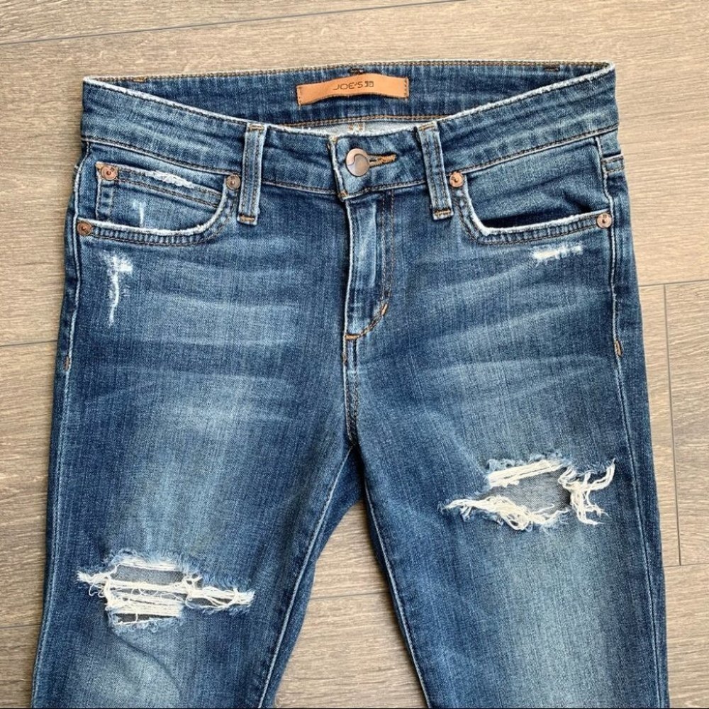 Joe's Jeans Skinny Jeans Icon Seneka Distressed Denim medium wash midrise 25 - Picture 6 of 16